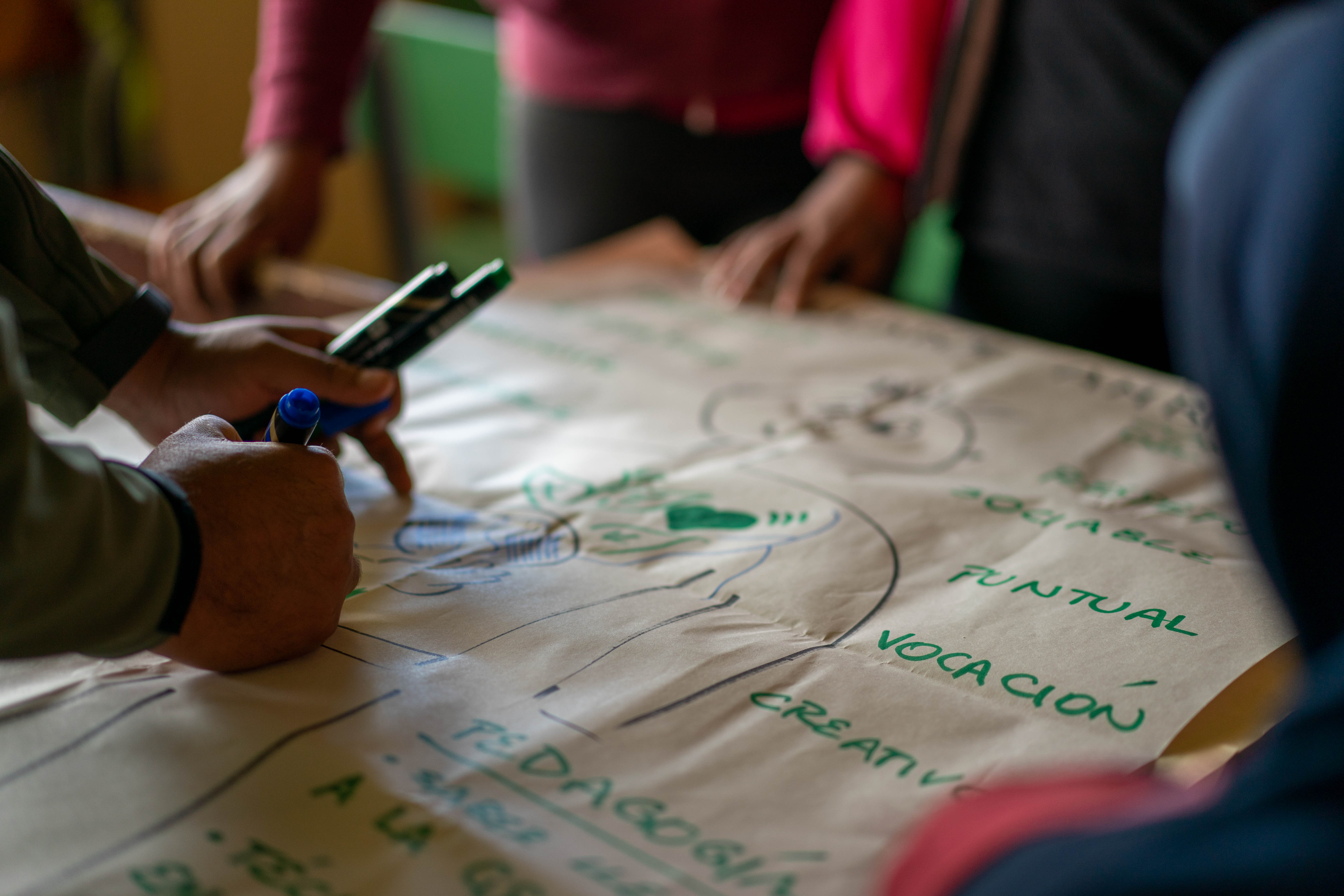 Personas desarrollando un mapa conceptual