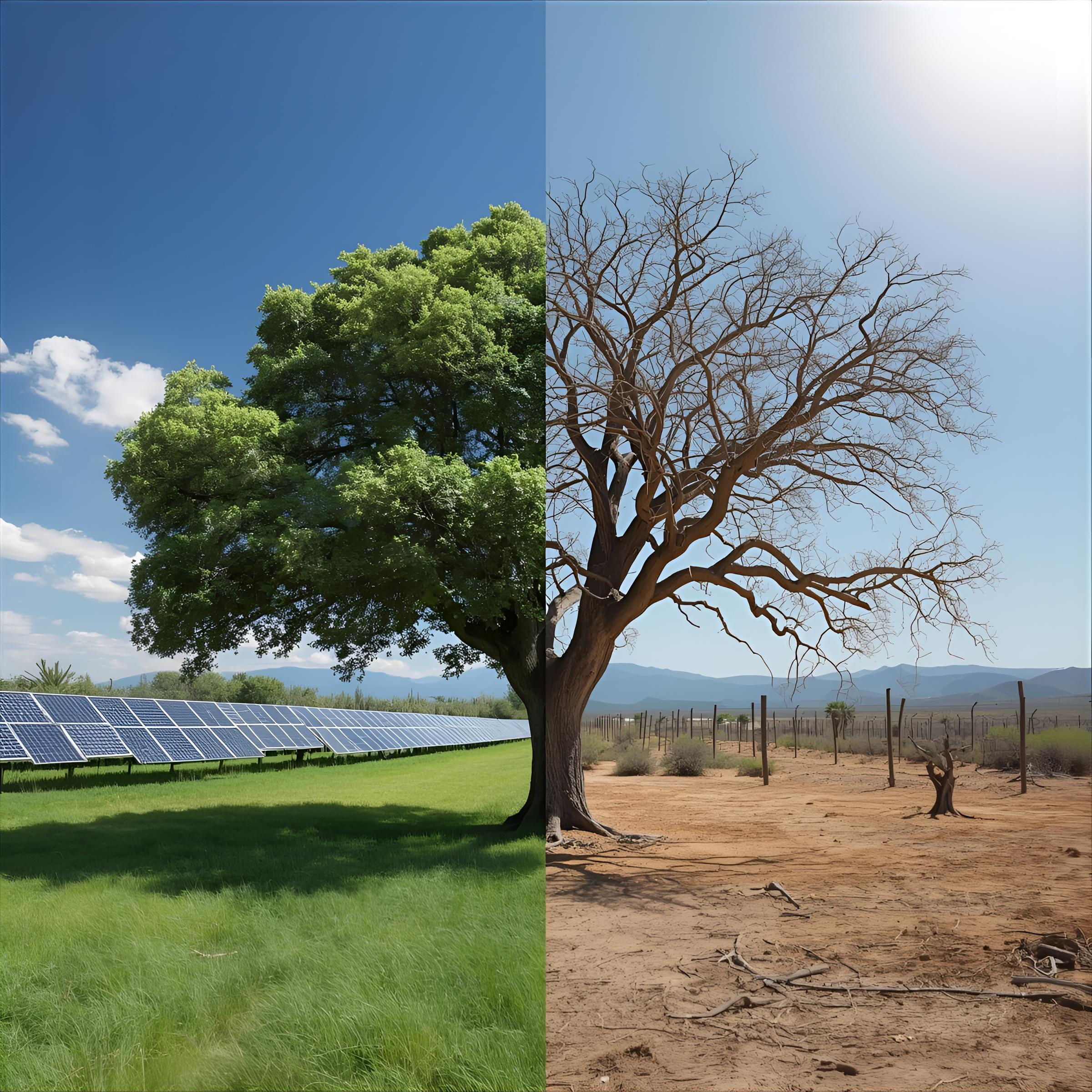 Tecnologías limpias vs paisaje desértico.